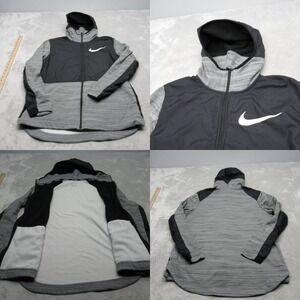 Nike Hoodie Jacket‎ Mens Medium Gray Hybrid Dri-FIT Full Zip Basketball Hiking